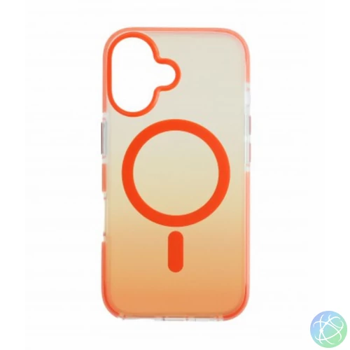 Iphone 16 mágneses tok, Narancs-Átlátszó
