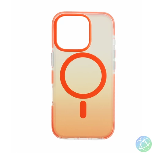 Iphone 16 Pro mágneses tok, Narancs-Átlátszó