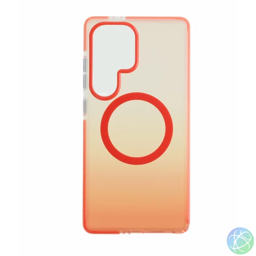 Samsung S25 Ultra mágneses tok, Narancs-Átlátszó