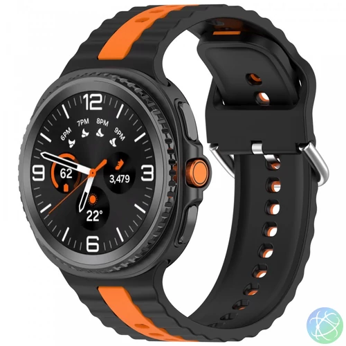 Samsung Galaxy Watch 8/Classic óraszíj narancss. csíkokkal,22mm