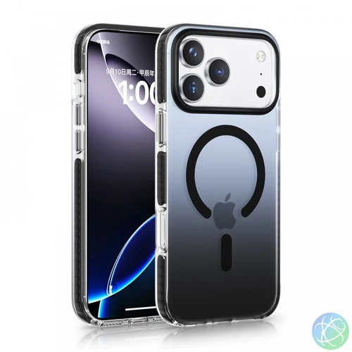 iPhone 17 Pro mágneses tok, Fekete-átlátszó
