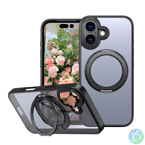 iPhone 17 mágneses 360° forgatható tok, Fekete