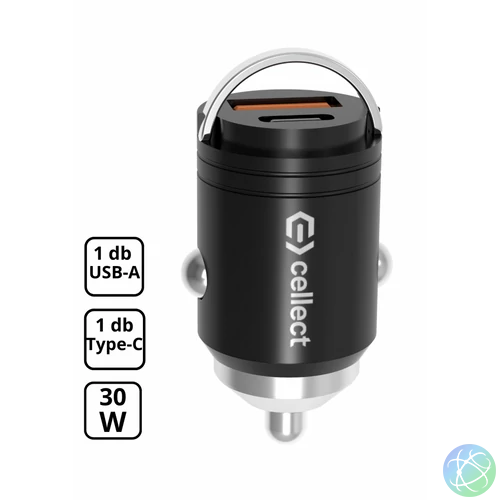 Mini autós töltő adapter gyorstöltő funkcióval 30W
