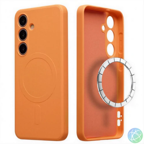 Samsung S26 TPU+PC mágneses szilikon tok, Narancs