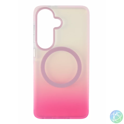 Samsung S26 mágneses tok, Pink-Átlátszó