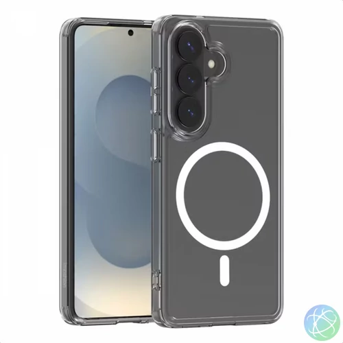 Samsung S26 TPU+PC mágneses szilikon tok, Átlátszó