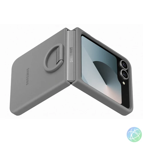 Samsung Flip 6 Szilikon tok gyűrűvel, Szürke