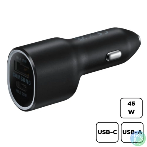 Samsung autós töltő USB A (15W) USB C (25W),Fekete