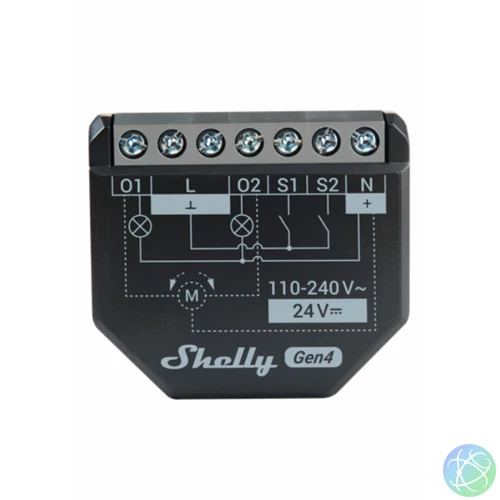 Shelly 2PM Gen4 WiFi + Bt, két áramkörös fogyasztás mérős relé