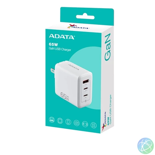 ADATA Fali gyorstöltő, GaN, Fehér, 65W