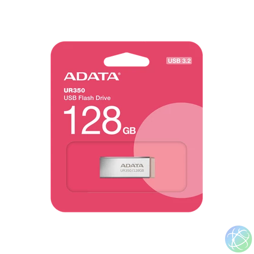 ADATA Pendrive 128GB, UR350 USB 3.2, fémházas, barna