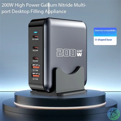 BLACKBIRD Töltő 1xUSB-C PD100W, 2xUSB-C PD20W, 2xUSB GAN200W, Ezüst