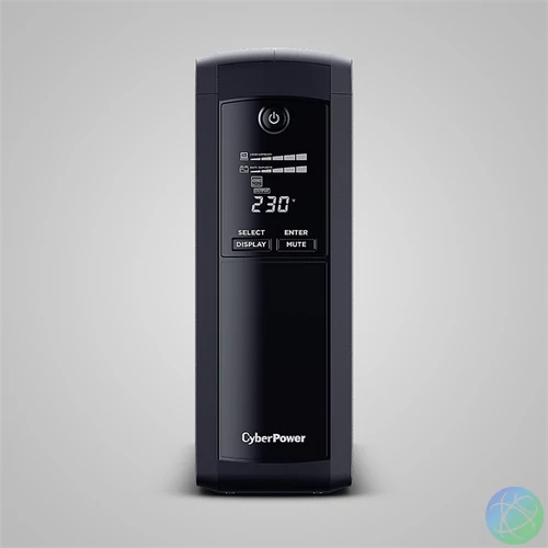 CYBERPOWER UPS, VP1200EILCD, 8x C13, 1200VA 720W 230V szünetmentes tápegység + USB LINE-INTERACTIVE