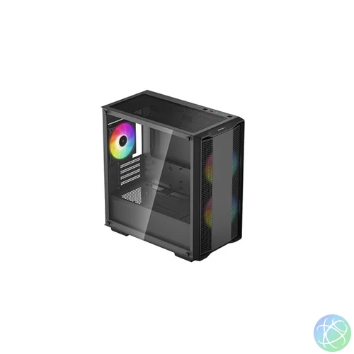 DEEPCOOL Ház Micro ATX CC360 ARGB Tápegység nélkül, Fekete Üvegfalú