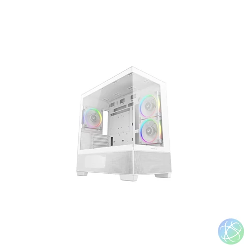 DEEPCOOL Ház Micro ATX CG380 3F, Tápegység nélkül, Fehér, Üvegfalú