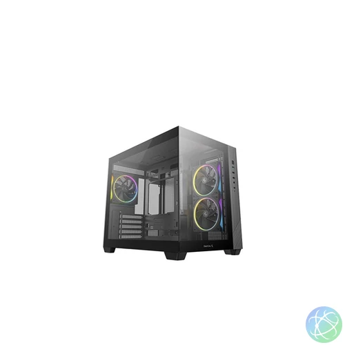 DEEPCOOL Ház Micro ATX CG330 3F, Tápegység nélkül, Fekete, Üvegfalú