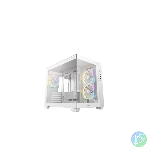 DEEPCOOL Ház Micro ATX CG330 3F WH, Tápegység nélkül, Fehér, Üvegfalú