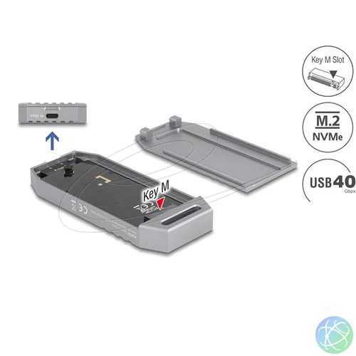 DELOCK Külső Ház M.2 NVMe SSD USB4 40 Gbps, tool free