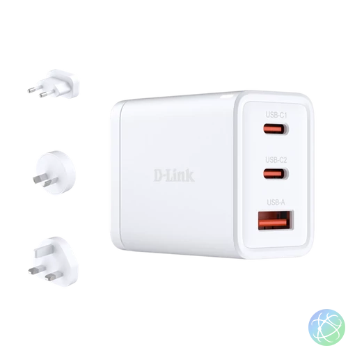 D-LINK Hálózati Adapter 65W GAN 2xUSB-C + 1xUSB, DCP-651