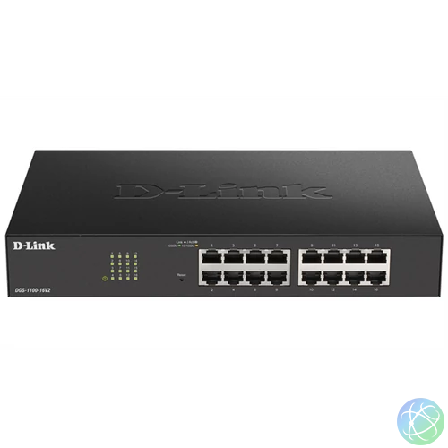 D-LINK Switch 16x1000Mbps Fémházas Asztali Menedzselhető, DGS-1100-16V2/E
