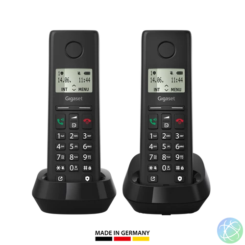 GIGASET DECT telefon, PURE 200 Duo, fekete