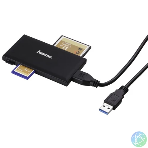 HAMA 181018, USB 3.0 SUPERSPEED "SLIM" MULTI KÁRTYAOLVASÓ, FEKETE