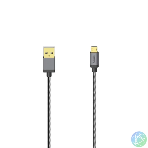 HAMA 200500, MICRO USB KÁBEL, 480 MBPS, METÁL, 0,75 M, FEKETE