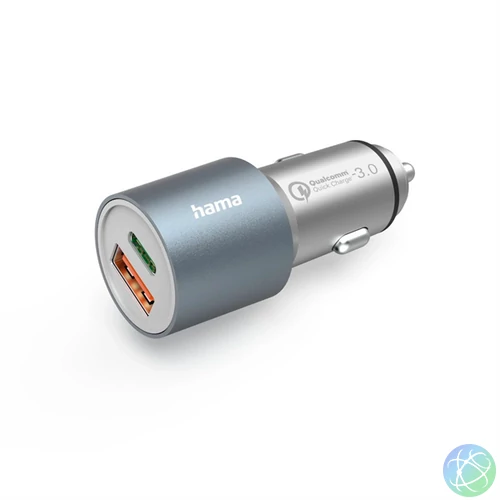 HAMA 201639, FIC E3 AUTÓS TÖLTŐ  USB DUPLA, 3A, QUALCOMM QC 3.0 (38W)