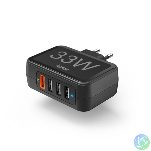 HAMA 201629, HÁLÓZATI TÖLTŐ, 1xQC3.0, 3xUSB, PD/QC, 4 PORT, 33W