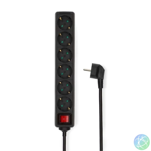 Nedis ESOC630F2BK 6 aljzatos kapcsolós (6-os) elosztó, 3 m, 3680 W, 16 A