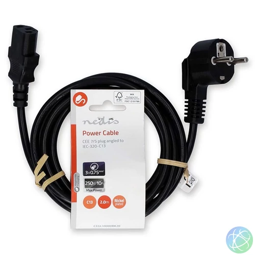 Nedis CEGL10000BK20 tápkábel IEC-320-C13, 3 x 0.75 mm˛ hossz 2m