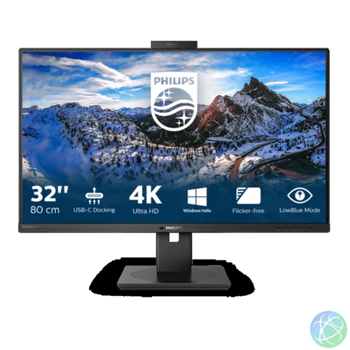 PHILIPS IPS monitor 31.5" 329P1H, 3840x2160, 16:9, 350cd/m2, 4ms, USB-C/4xUSB/DP/2xHDMI/LAN, hangszóró&webkamera