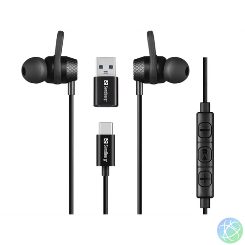 SANDBERG Fülhallgató, USB-C/A In-Earset with Line-Mic