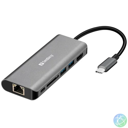 SANDBERG USB-C dokkoló, USB-C Dock HDMI+LAN+SD+USB100W