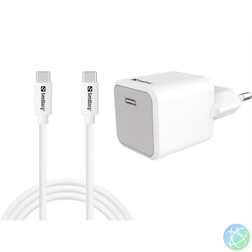 SANDBERG Hálózati töltő, USB-C 20W Charger+USB C - C1m