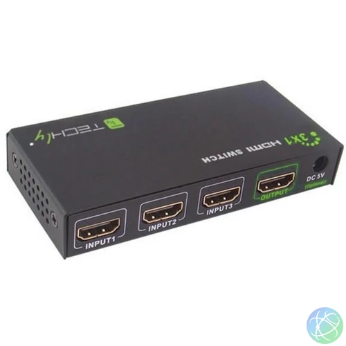 TECHLY HDMI switch, 3 in 1 out, 4K Ultra HD, IR