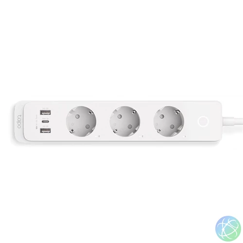 TP-LINK Okos Elosztósor Wifi-s, 3xDugalj + 2xUSB + 1x 18W USB-C, TAPO P300