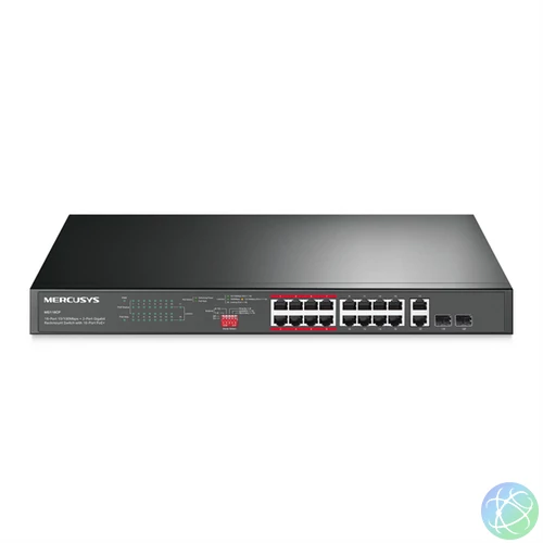 MERCUSYS Switch 18x1000Mbps(16xPOE+) + 2xSFP, Fémházas Asztali Rackes, MS120GP