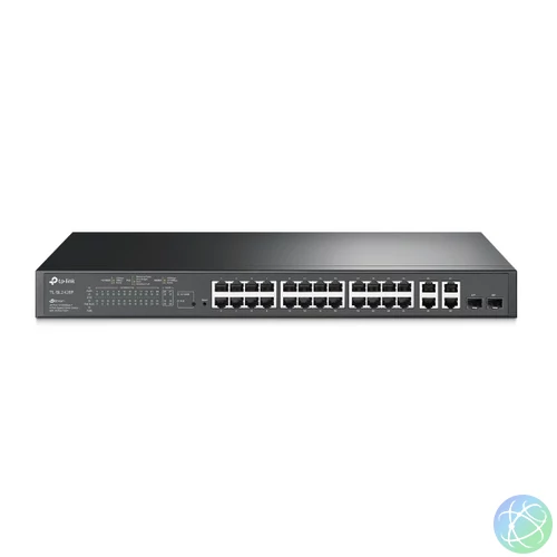 TP-LINK Switch 24x100Mbps (24xPOE) + 4x1000Mbps + 2xGigabit SFP, Menedzselhető, SL2428P