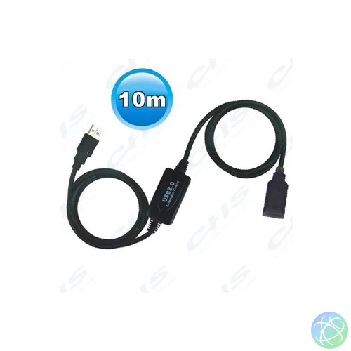 WIRETEK kábel USB Hosszabbító A-A, 10m, Male/Female, Aktív