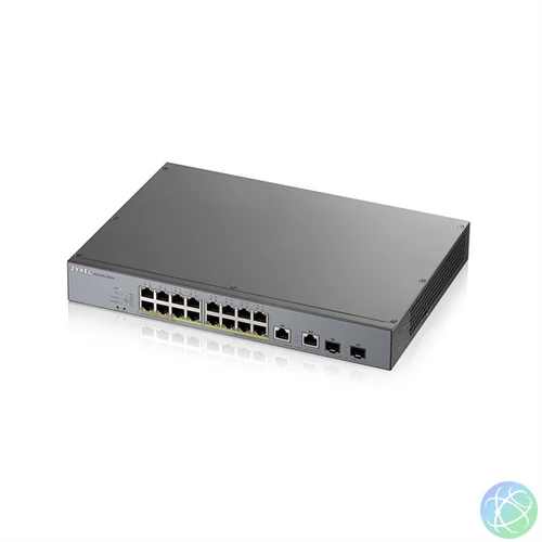 ZYXEL Switch 16x1000Mbps (16xPOE) + 2xGigabit kombó SFP Menedzselhető Rackes, GS1350-18HP-EU0101F