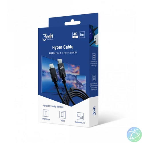 3mk Hyper Cable 4k60Hz 100W 1m Black kábel