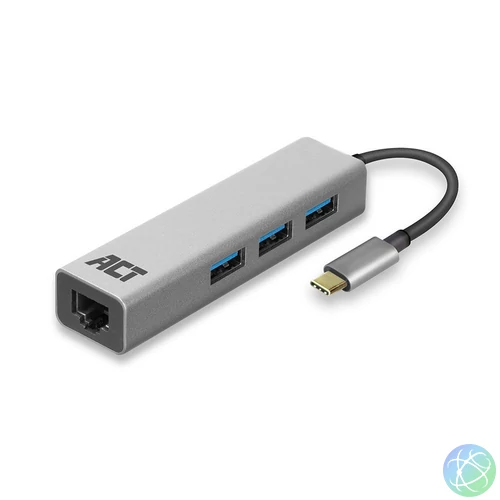 ACT AC7055 USB-C Hub 3 port with Gigabyte Ethernet Grey hálókártya