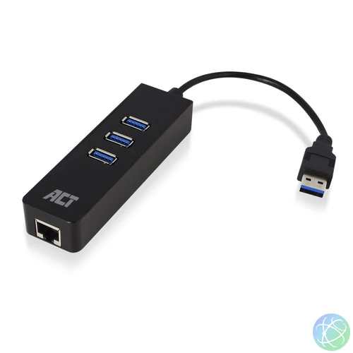 ACT AC6310 USB Hub 3.2 with 3 USB-A ports and ethernet hálókártya