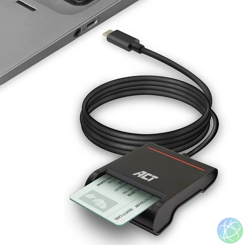 ACT AC6020 External USB-C Smartcard eID Card Reader Black kártyaolvasó