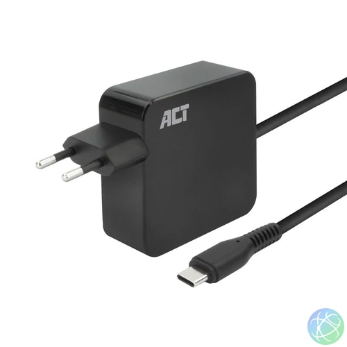 ACT USB-C laptop wall charger 65W with Power Delivery profiles 2m Black