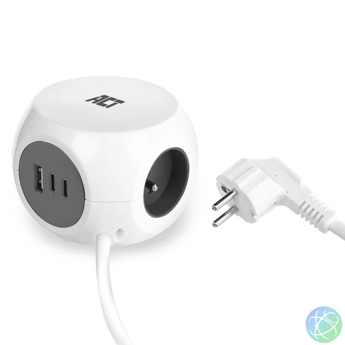 ACT Power Strip Cube E Socket Hálózati Elosztó 3DIN 1,5m White