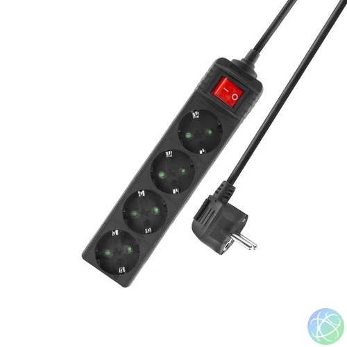 ACT Power Strip with Illuminated Switch Hálózati Elosztó Kapcsolóval 4DIN 2m Black