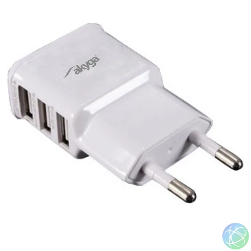 Akyga AK-CH-05 USB Adapter 100-240V/5V/3.1A 3USB White töltő