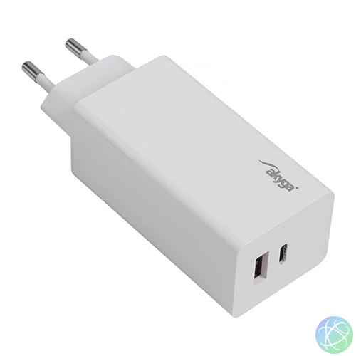 Akyga AK-CH-20 USB-C USB-A PD GaN 5-20V / 1,5-5A 100W White töltő